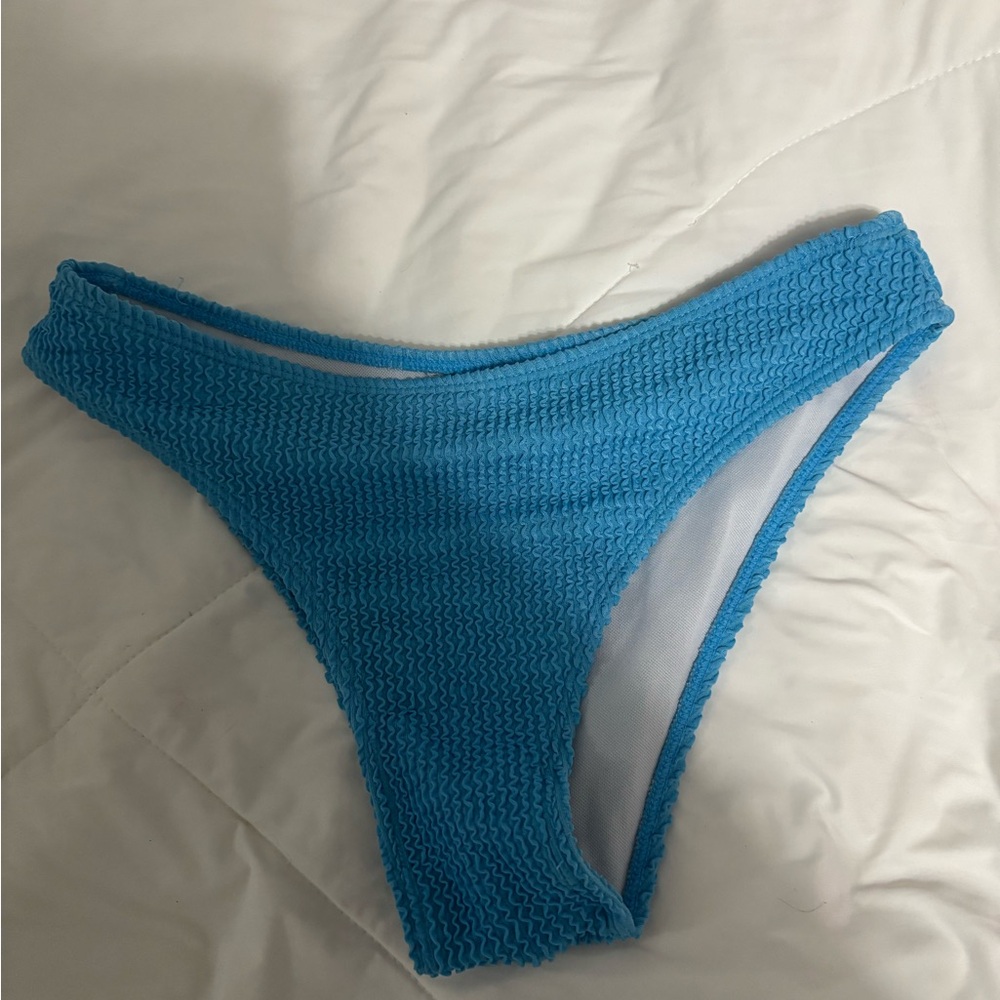 Blue Textured Bikini Bottom
